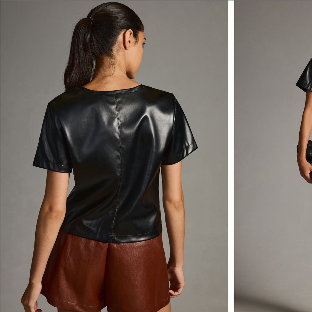 Anthropologie Vegan Leather Top - Picture 2 of 2